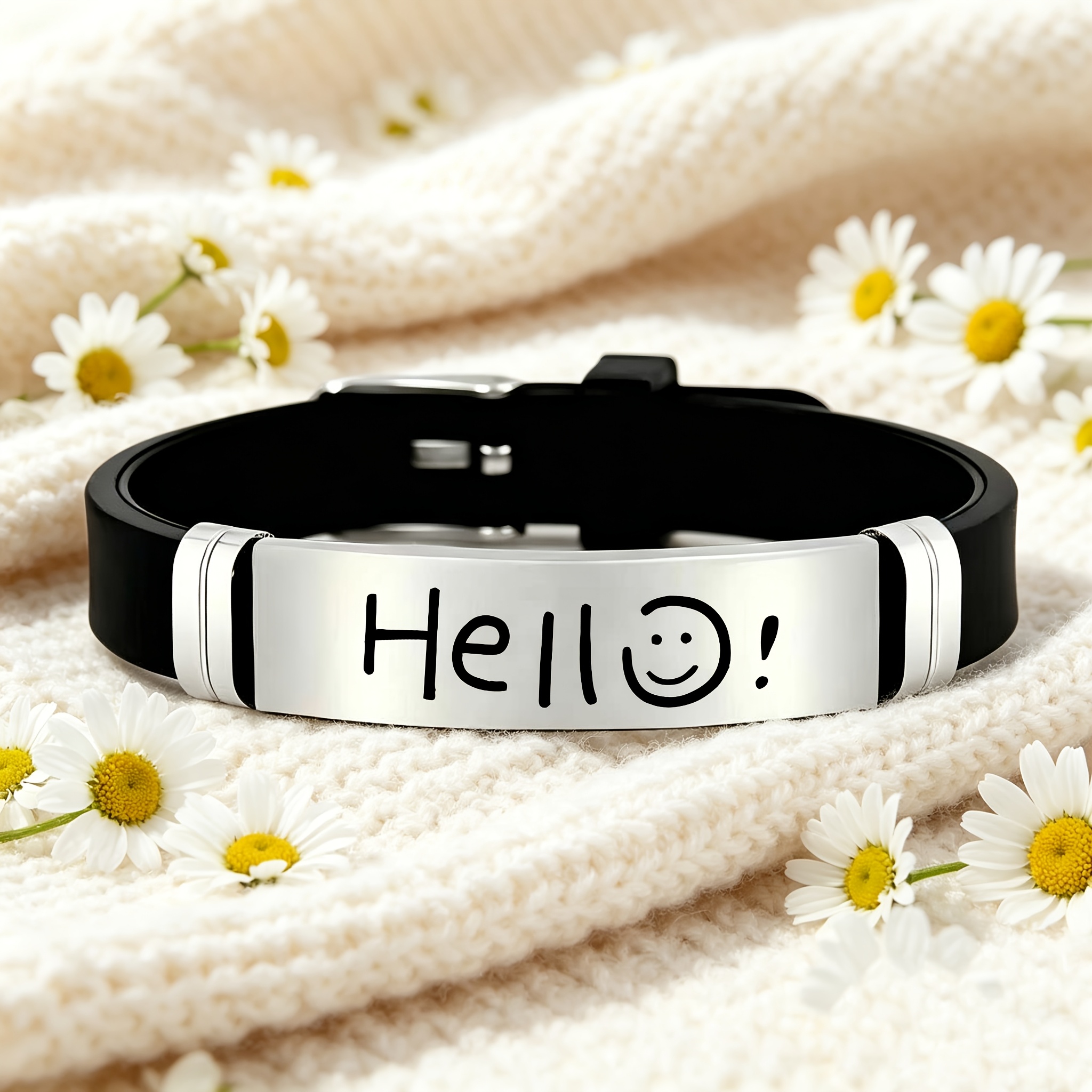 Women's Simple Cute English Joyful Face Silicone Bracelet